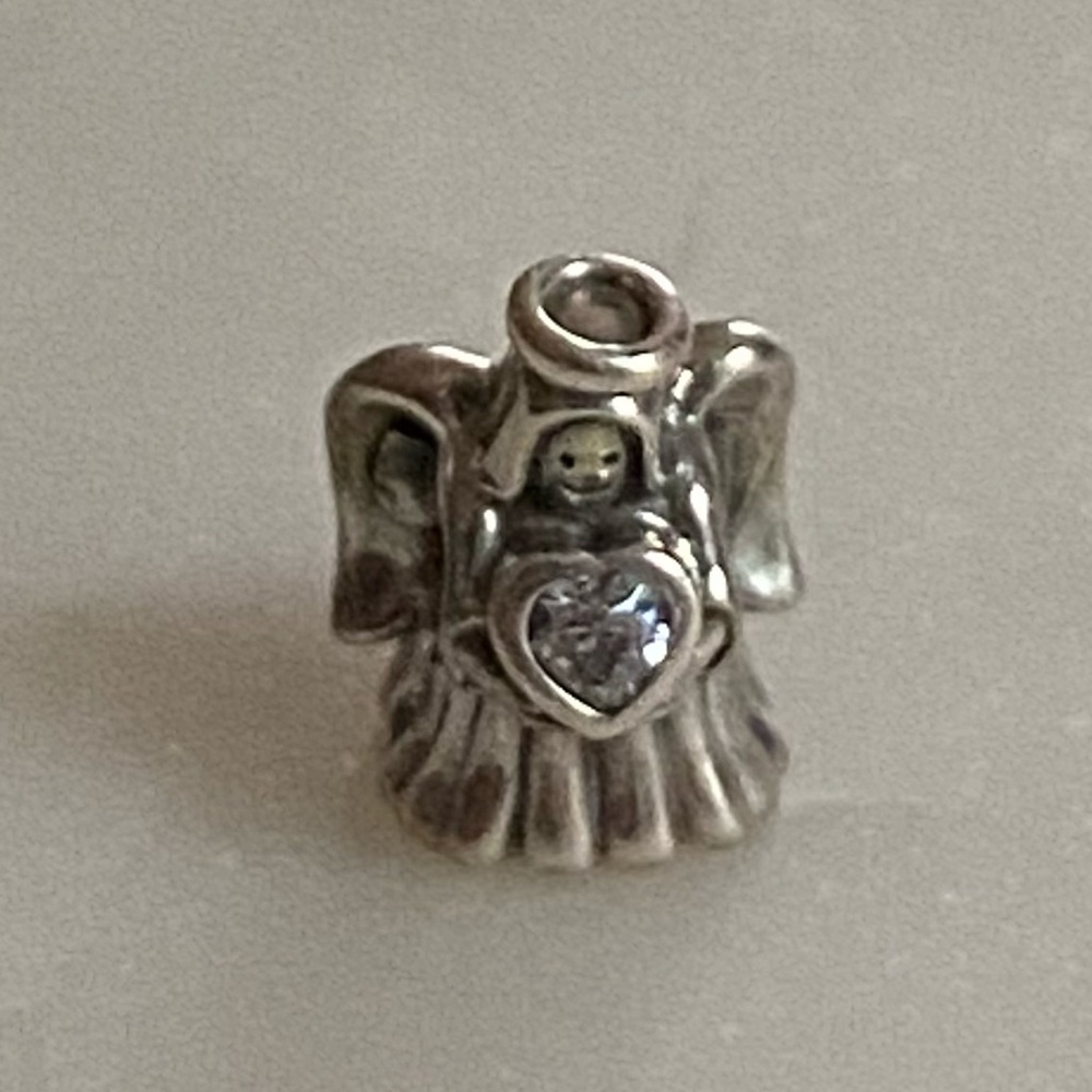 Pandora silver angel charm with cz